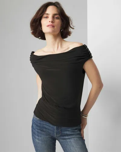 White House Black Market Matte Jersey At-the-shoulder Banded Bottom Top In Black