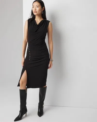 White House Black Market Matte Jersey Cowl Neck Midi Dress In Black
