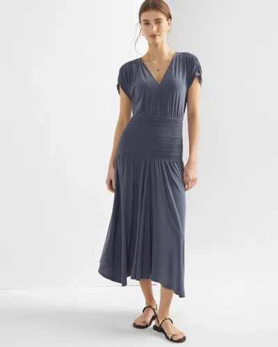 White House Black Market Matte Jersey Smocked Midi Dress In True Indigo