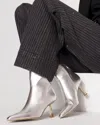 White House Black Market Metallic Faux Leather Heeled Ankle Boots In Silver