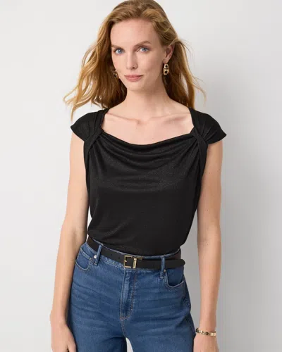 White House Black Market Metallic Knit Tank Top In Black