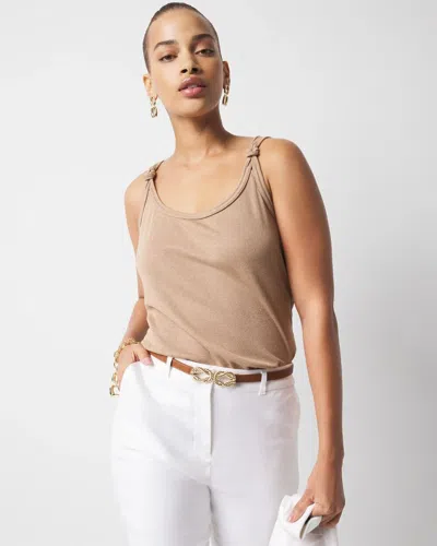 White House Black Market Metallic Knotted Shoulder Tank Top