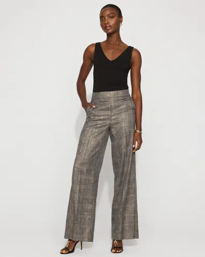White House Black Market Metallic Plaid Wide Leg Pants Size 16 | , Business Casual Work Clothes In Gray