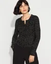 White House Black Market Metallic Tweed Button-front Cardigan Sweater In Black