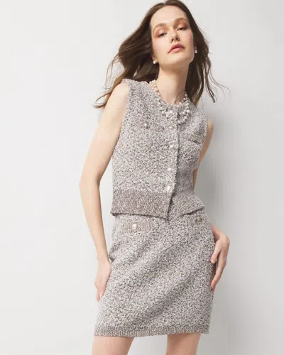 White House Black Market Metallic Tweed Sweater Skirt In Chambray Blue Meta Tweed