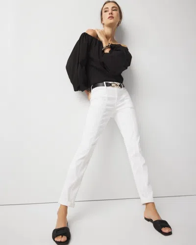White House Black Market Mid-rise Double Pocket Girlfriend Jeans In White