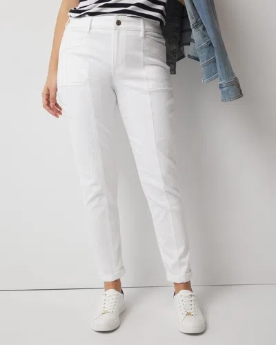 White House Black Market Mid-rise Double Pocket Girlfriend Jeans In White
