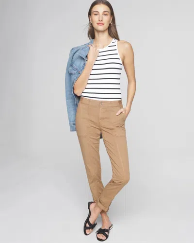 White House Black Market Mid-rise Pret-a-pedi Straight Crop Pants In Toasted Coconut