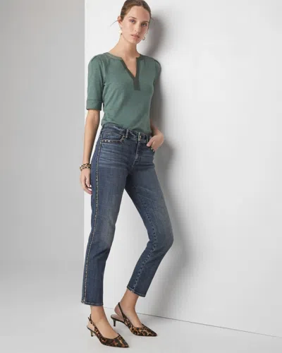 WHITE HOUSE BLACK MARKET MID-RISE STUDDED GIRLFRIEND JEANS