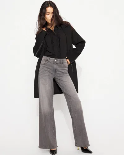 White House Black Market Mid-rise Wide-leg Jeans In Gray