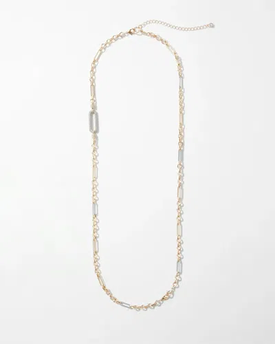 White House Black Market Mixed Metal Convertible Pave Links Necklace |  In Gold W/silver