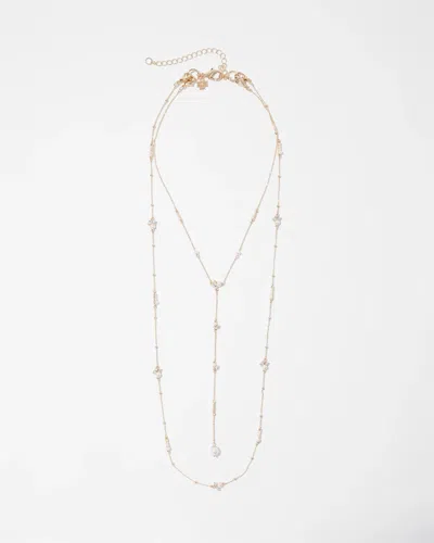 White House Black Market Mixed Media Convertible Y Necklace |  In Gold