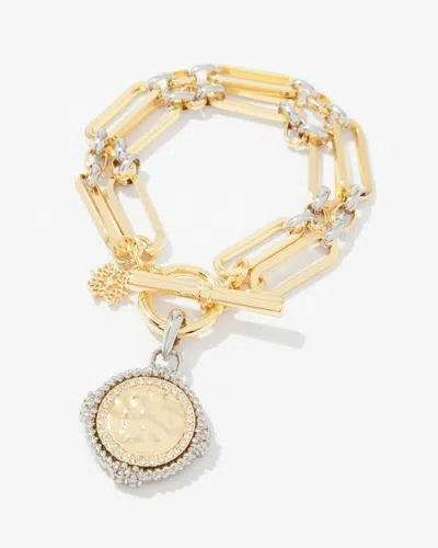 White House Black Market Mixed-metal Coin Bracelet |  In Gold W/silver