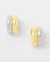 White House Black Market Mixed Metal Double Hoop Huggie Earrings |  In Gold W/silver