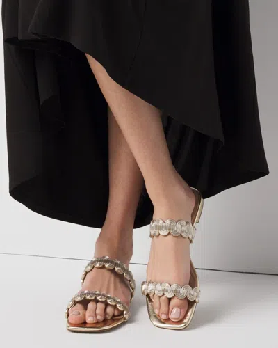 White House Black Market Mixed Metal Flat Sandals