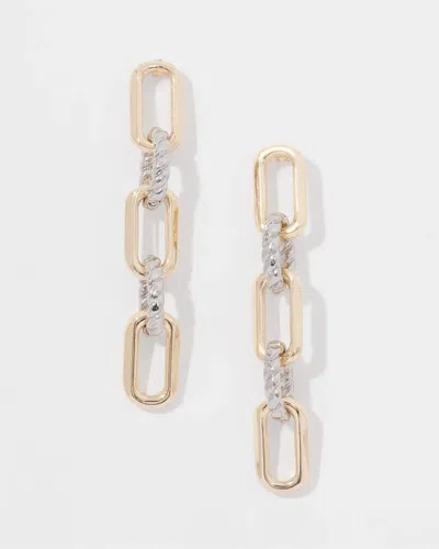 White House Black Market Mixed Metal Links Drop Earrings |  In Gold W/silver