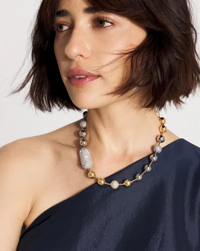 White House Black Market Mixed Metals + Pave Short Necklace |  In Gold