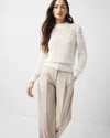 White House Black Market Mixed Stitch Mock Neck Sweater In White