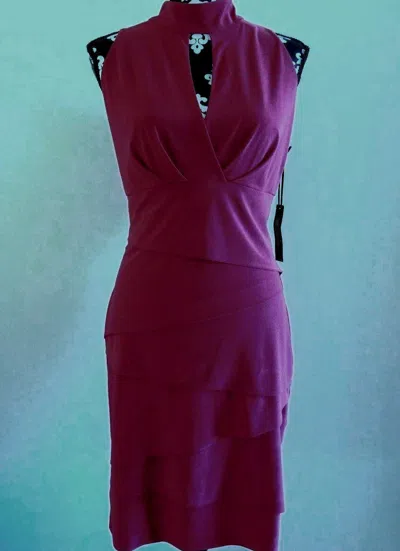 Pre-owned White House Black Market Mock Neck Tiered Slimming White, Burgundy, Blue Dress  In White, Burgundy, Navy Blue