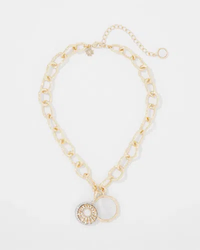 White House Black Market Mother Of Pearl Charm Necklace |  In Silver