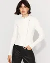 White House Black Market Moto Sweater Jacket In White