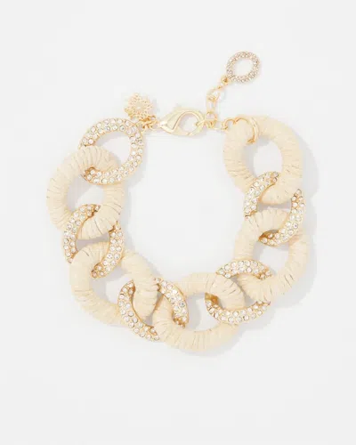 White House Black Market Natural Raffia + Crystal Link Bracelet |  In Neutral