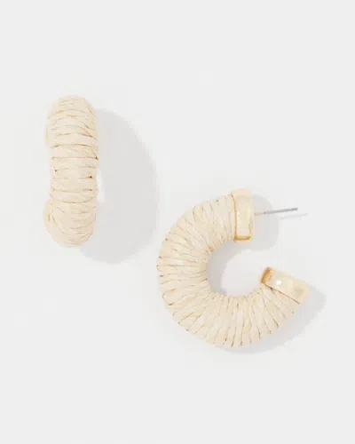 White House Black Market Natural Raffia Hoop Earrings |