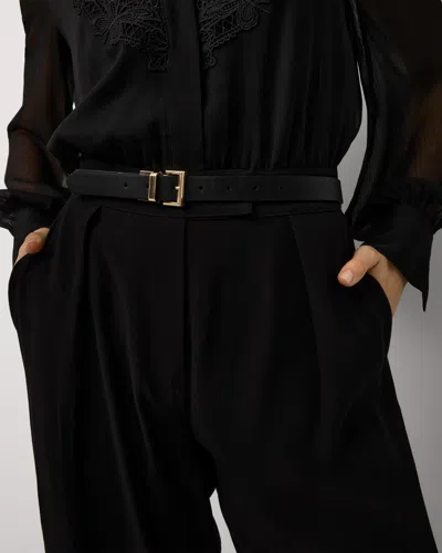 White House Black Market Neutral + Ecru Reversible Belt In Black
