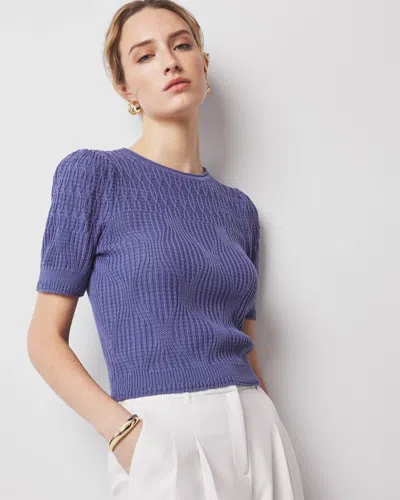 White House Black Market Novelty Stitch Puff Sleeve Pullover Sweater In Velvet Morning
