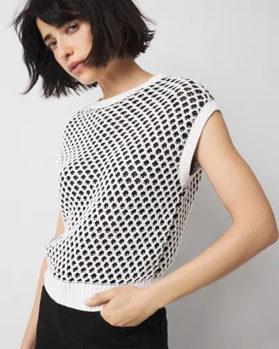 White House Black Market Novelty Textured Pullover Sweater In Black/white Sweater