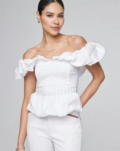 White House Black Market Off-the-shoulder Drama Seamed Bustier Top In White