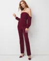 White House Black Market Off-the-shoulder Drape Sleeve Jumpsuit In Red