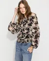 White House Black Market Off-the-shoulder Floral Jacquard Blouse In Black