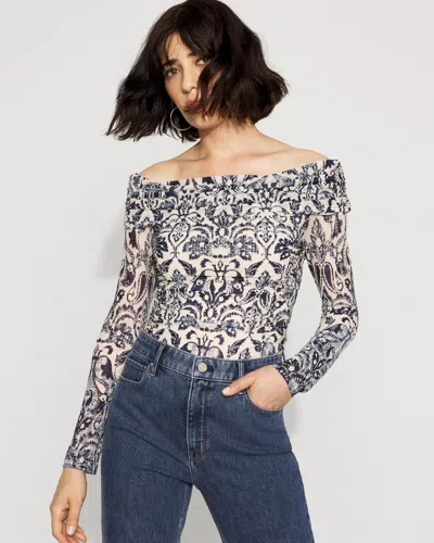 White House Black Market Off-the-shoulder Mesh Top