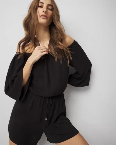 White House Black Market Off-the-shoulder Romper In Black