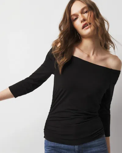 White House Black Market Off-the-shoulder Ruched Top In Black