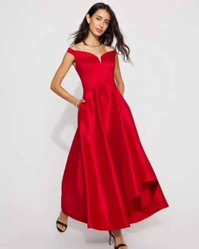 White House Black Market Off-the-shoulder Taffeta Midi Dress In Red