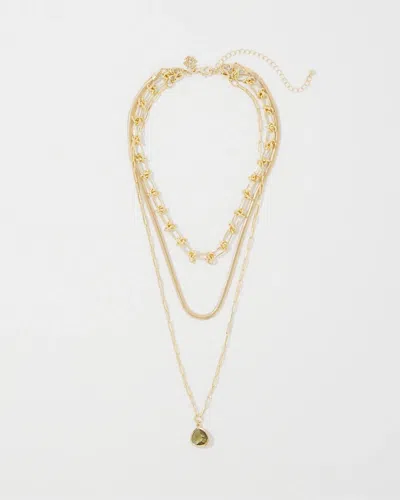 White House Black Market Olive + Gold Convertible Necklace |