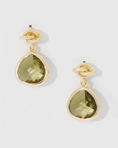 White House Black Market Olive + Gold Drop Earrings |