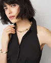 White House Black Market Olive + Gold Single Strand Necklace |  In Green