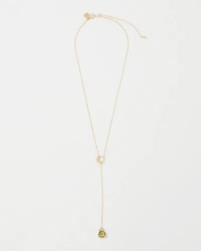 White House Black Market Olive + Gold Y Necklace |  In Green