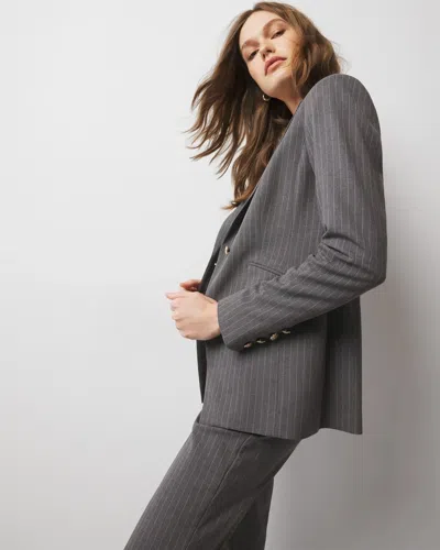 White House Black Market One-button Blazer In Gray And Pink Pinstripe