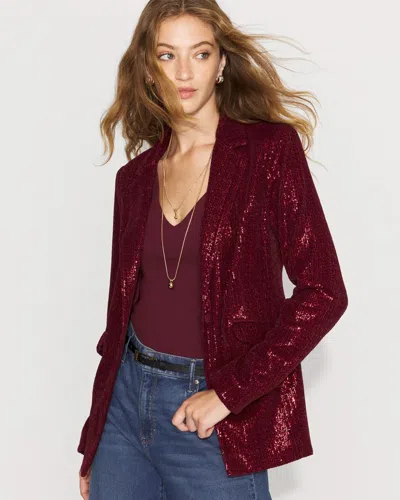 White House Black Market One-button Sequin Blazer In Burgundy