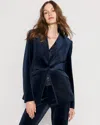 White House Black Market One-button Velvet Blazer In Blue