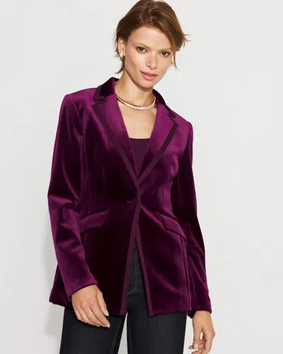 White House Black Market One-button Velvet Blazer In Purple