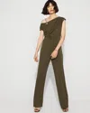 White House Black Market One-shoulder Draped Jumpsuit In Green