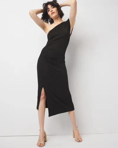 White House Black Market One Shoulder Midi Dress In Black