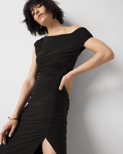 White House Black Market One-shoulder Ruched Maxi Dress In Black