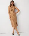 White House Black Market One-shoulder Stretch Taffeta Midi Dress In Brown
