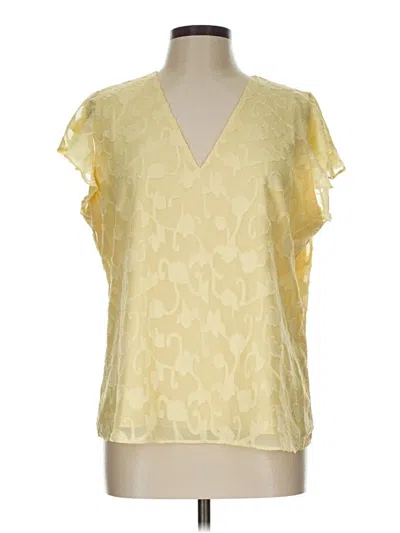 Pre-owned White House Black Market Outlet Short Sleeve Blouse In Yellow